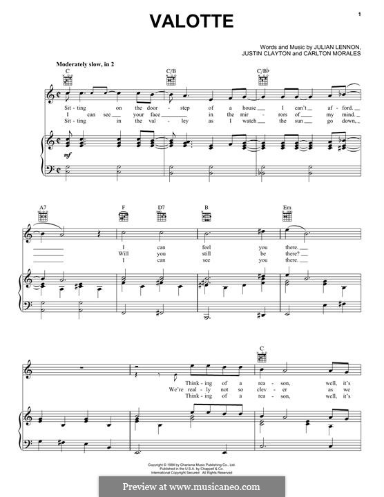 Valotte by J. Clayton - sheet music on MusicaNeo