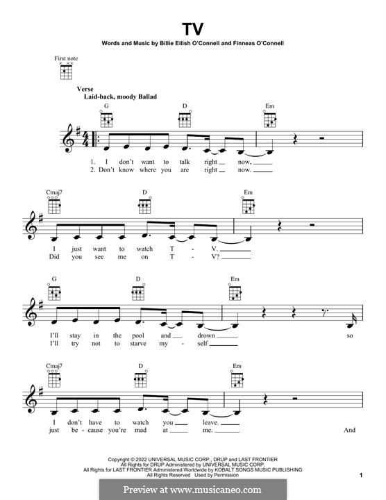 TV (Billie Eilish) by F. O'Connell - sheet music on MusicaNeo