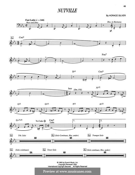 Nutville By H Silver Sheet Music On Musicaneo