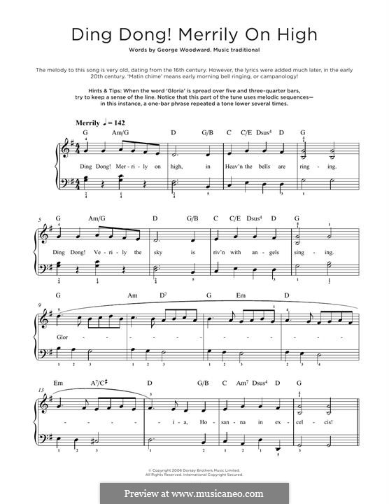 Ding Dong! Merrily on High (Printable Scores) by folklore on MusicaNeo