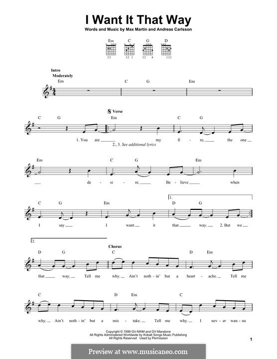 I want it that way – Backstreet Boys Sheet music for Piano, Violin