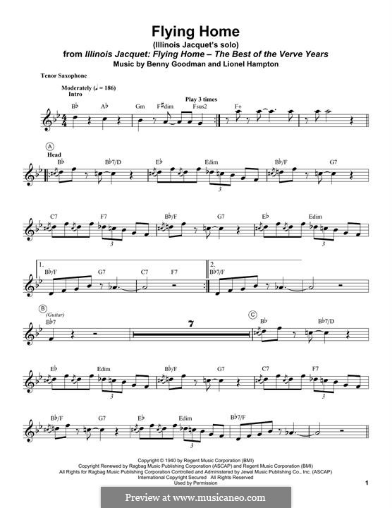 Flying Home By B Goodman L Hampton Sheet Music On Musicaneo 3489