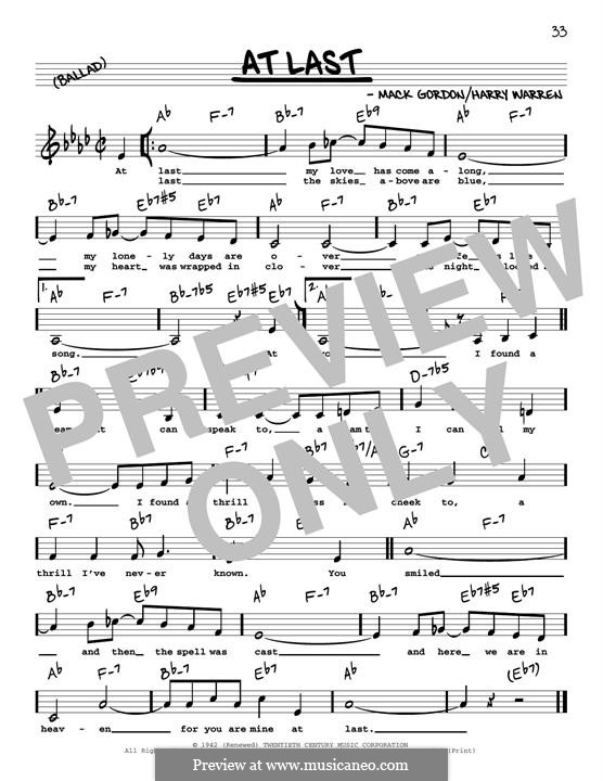 At Last (Etta James) by H. Warren - sheet music on MusicaNeo