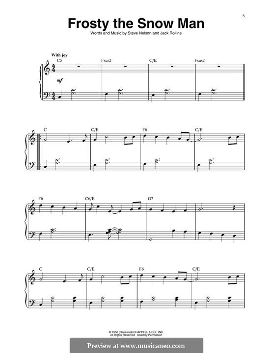 Frosty the Snow Man by J. Rollins, S. Nelson - sheet music on MusicaNeo