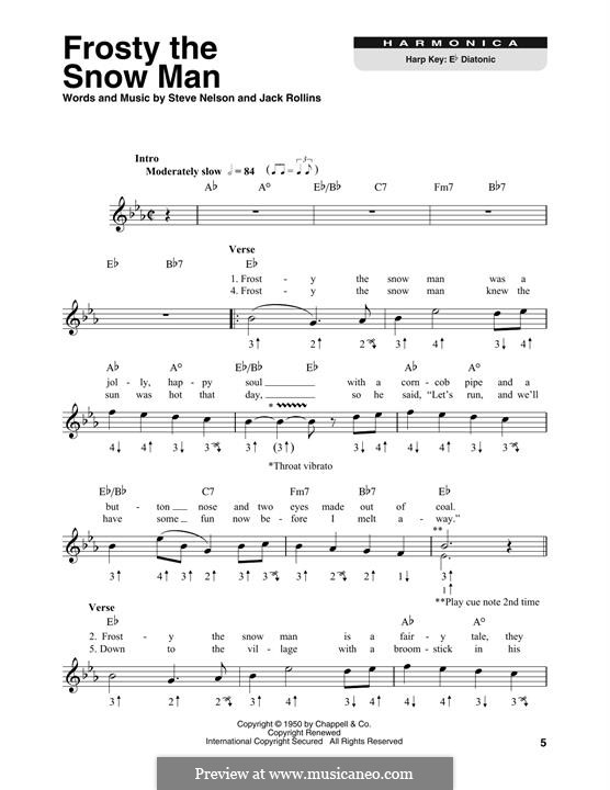 Frosty the Snow Man by J. Rollins, S. Nelson - sheet music on MusicaNeo