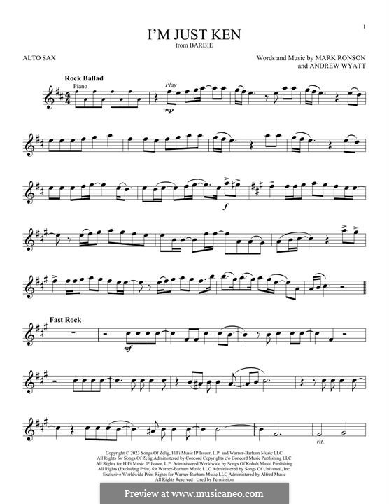 I'm Just Ken (arr. SCMusic) Sheet Music, Ryan Gosling