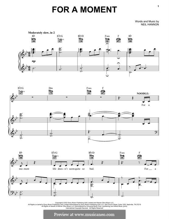 For A Moment (from Wonka) by N. Hannon - sheet music on MusicaNeo