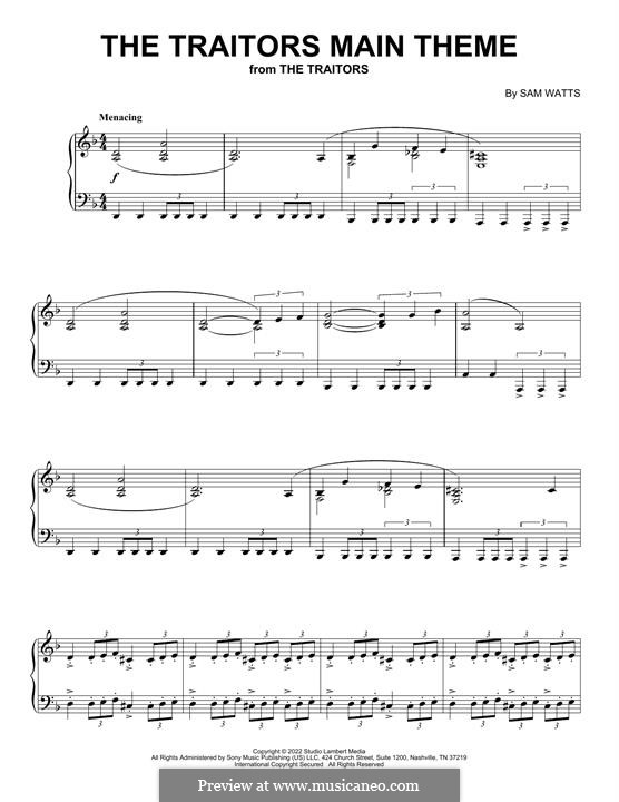 The Traitors Main Theme by S. Watts - sheet music on MusicaNeo