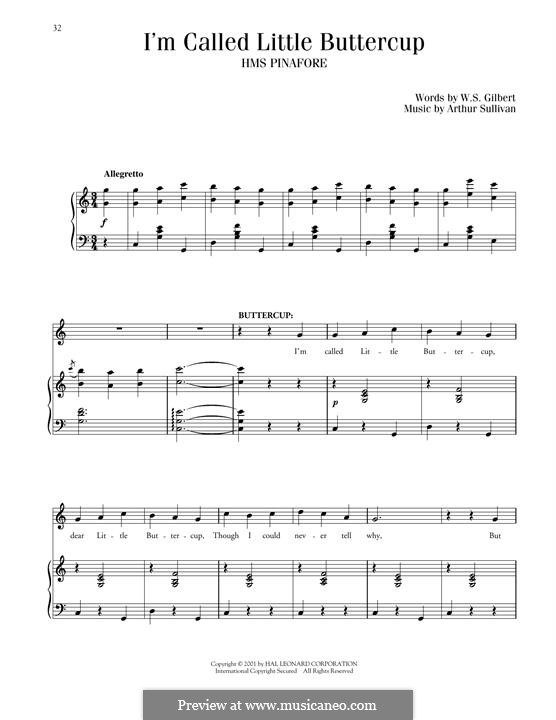 (I'm Called) Little Buttercup by A.S. Sullivan - sheet music on MusicaNeo