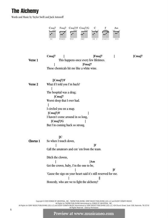 The Alchemy (Taylor Swift) by J. Antonoff - sheet music on MusicaNeo