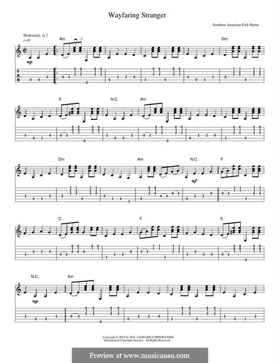 Wayfaring Stranger by folklore - sheet music on MusicaNeo