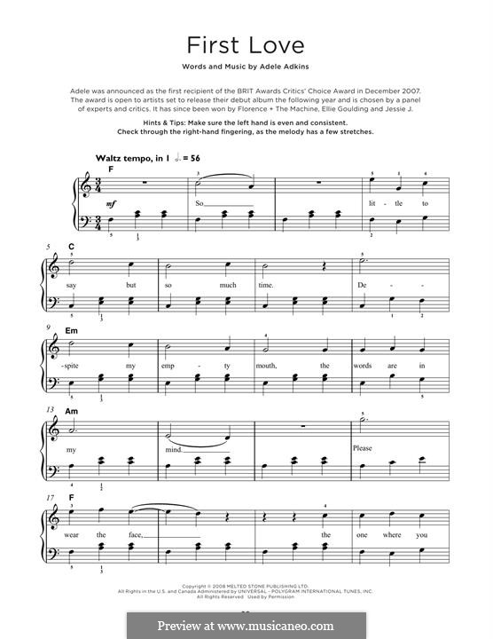 First Love by Adele - sheet music on MusicaNeo