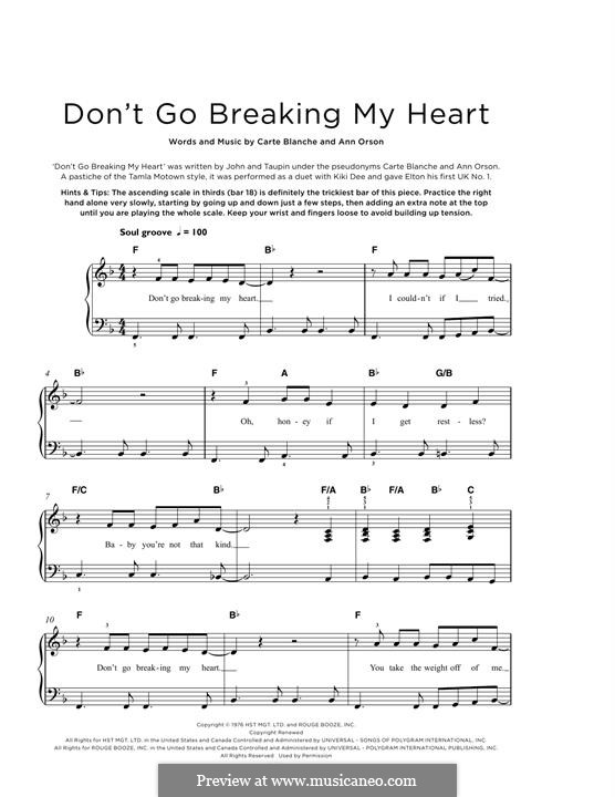 Don't Go Breaking My Heart (Elton John) by A. Orson, C. Blanche on ...