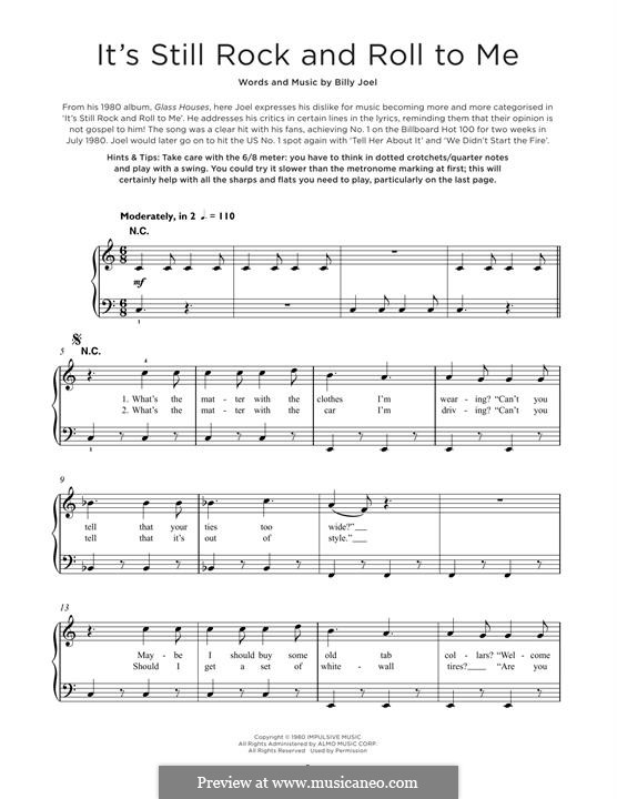 It's Still Rock and Roll to Me by B. Joel - sheet music on MusicaNeo