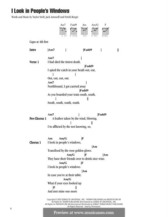 I Look in People's Windows (Taylor Swift) by A. Dessner, P. Berger on ...