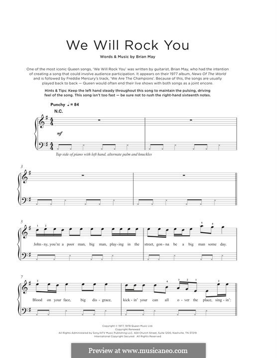 We Will Rock You (Queen) by B. May - sheet music on MusicaNeo