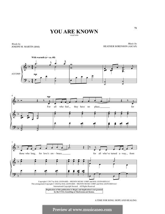 You Are Known by H. Sorenson - sheet music on MusicaNeo