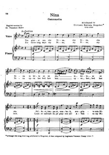 music translator piano sheet Nina sheet Pergolesi giorni by G.B.  che music on  son Tre