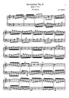No.4 in D Minor, BWV 775: For a single performer by Johann Sebastian Bach