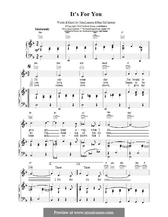 It's for You (The Beatles) by G. Harrison sheet music on