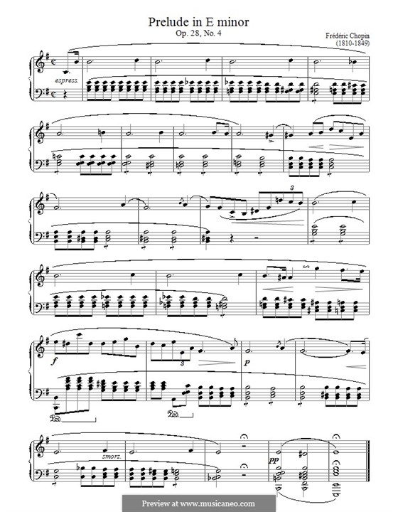 Minor prelude. Шопен прелюдия e-Moll op.28 4 Ноты. Шопен прелюдия 4 Ноты. Шопен прелюдия 28 Ноты. Шопен прелюдия 4 ми минор.