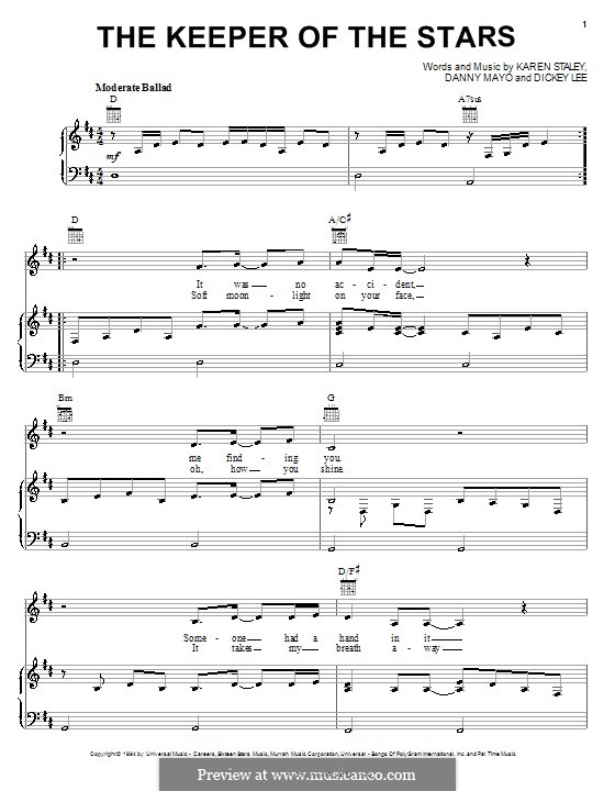 The Keeper Of The Stars sheet music for piano solo (PDF)