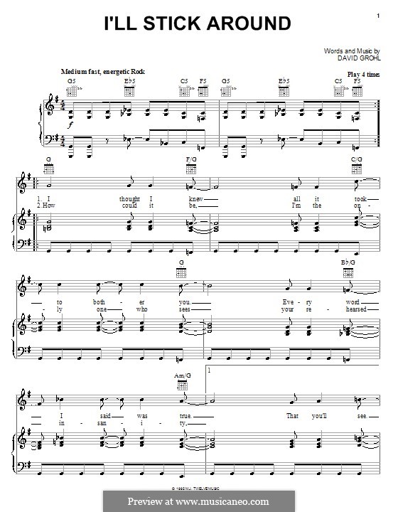 I'll Stick Around (Foo Fighters) by D. Grohl - sheet music on MusicaNeo