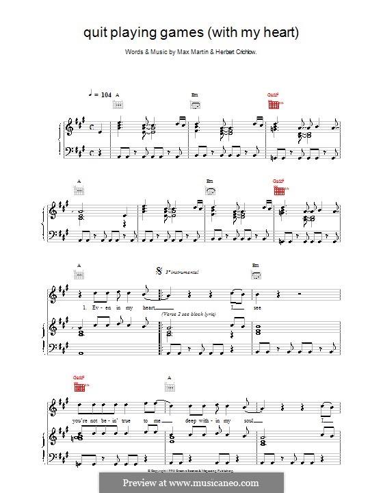 Quit Playing Games With My Heart free sheet music by Backstreet Boys