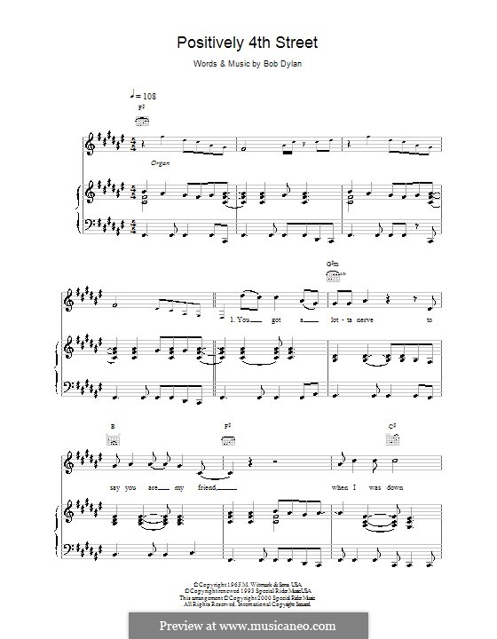 Positively 4th Street by B. Dylan - sheet music on MusicaNeo