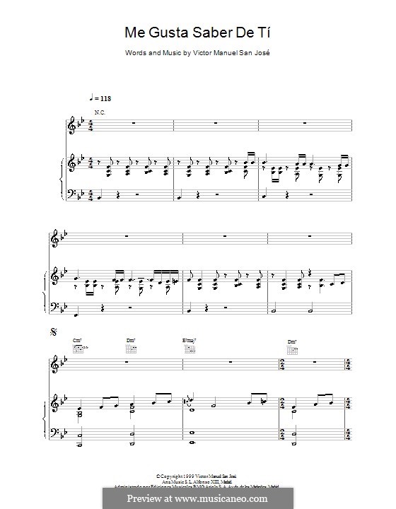 Me Gusta Saber de tí by V. Manuel San José - sheet music on MusicaNeo