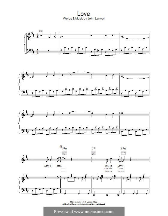 Love by J. Lennon - sheet music on MusicaNeo