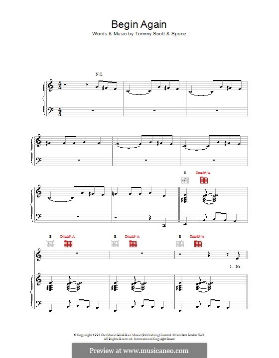 Begin Again (Space) by T. Scott - sheet music on MusicaNeo