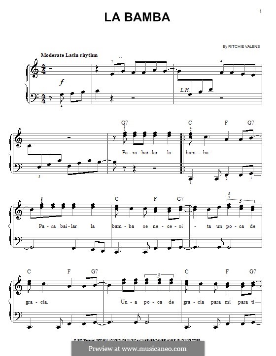La Bamba (Los Lobos) by R. Valens - sheet music on MusicaNeo