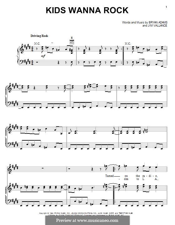 Kids Wanna Rock by J. Vallance - sheet music on MusicaNeo