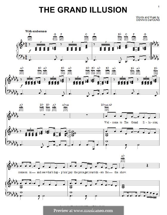 The Grand Illusion Styx By D Deyoung Sheet Music On Musicaneo