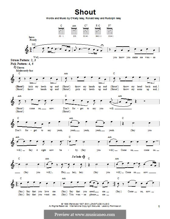 The Isley Brothers: Shout sheet music for voice, piano or guitar