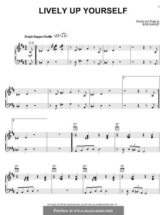 Lively Up Yourself By B Marley Sheet Music On Musicaneo