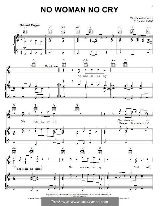 No woman no cry – Bob Marley Sheet music for Piano (Solo) Easy