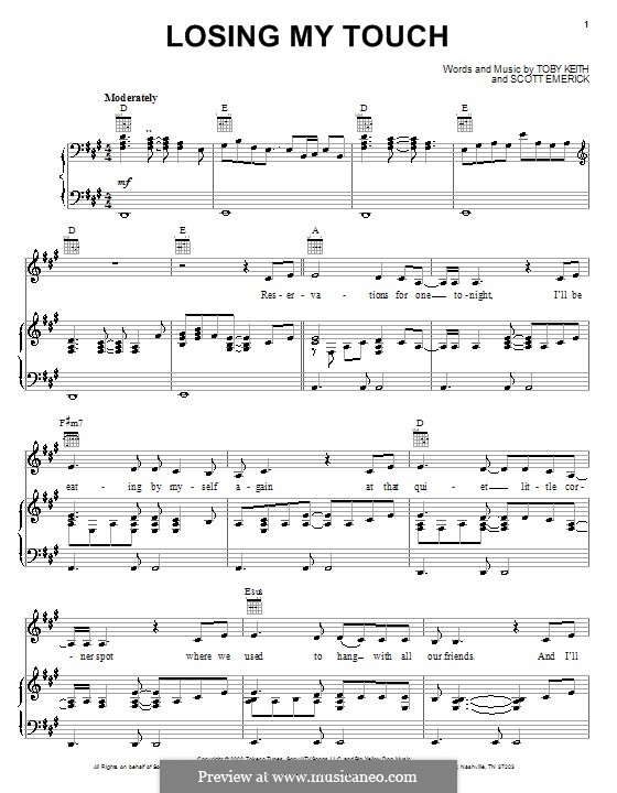 Losing My Touch by S. Emerick - sheet music on MusicaNeo
