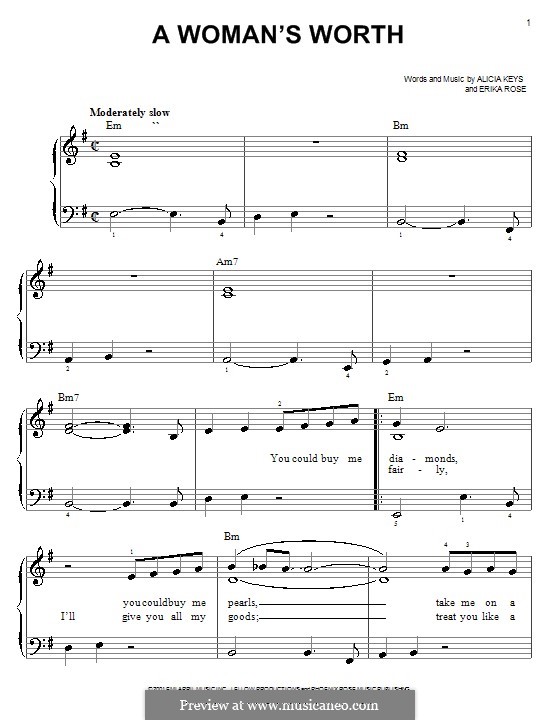 A Woman's Worth (Alicia Keys) by E. Rose - sheet music on MusicaNeo