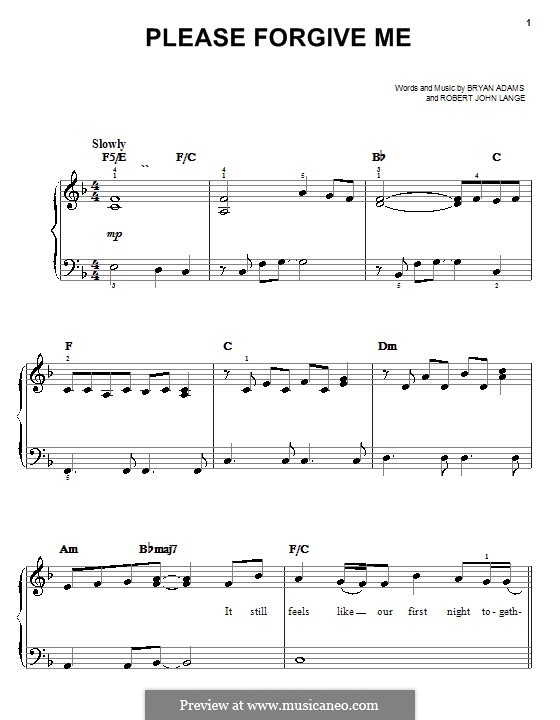 Please Forgive Me By R.j. Lange - Sheet Music On Musicaneo