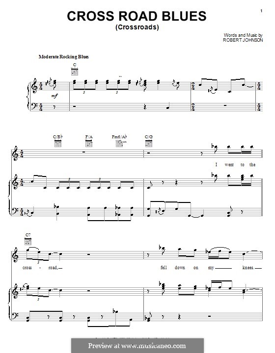 Cross Road Blues (Crossroads) By Robert Johnson Robert Johnson - Digital  Sheet Music For Piano/Vocal/Guitar - Download & Print HX.6566