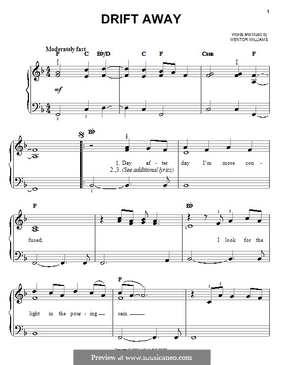 Drift Away (Dobie Gray) by M. Williams - sheet music on MusicaNeo