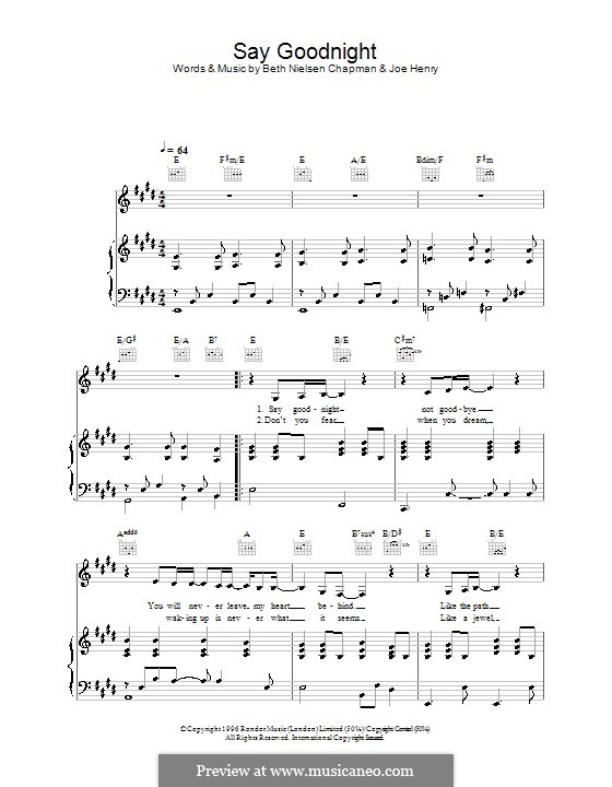 Say Goodnight by J. Henry - sheet music on MusicaNeo