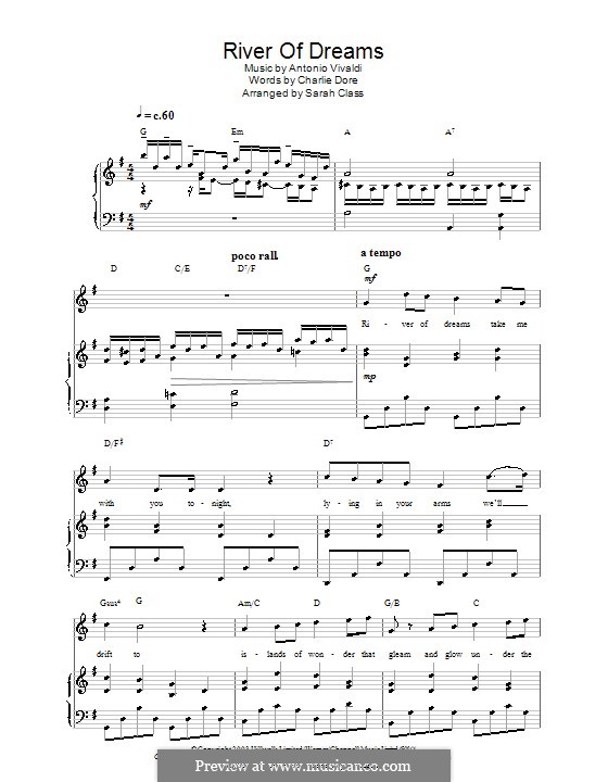 River of Dreams by A. Vivaldi - sheet music on MusicaNeo