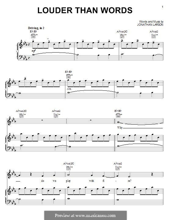 Louder Than Words by J. Larson - sheet music on MusicaNeo