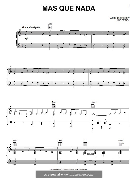 Mas Que Nada Say No More By J Ben Sheet Music On Musicaneo