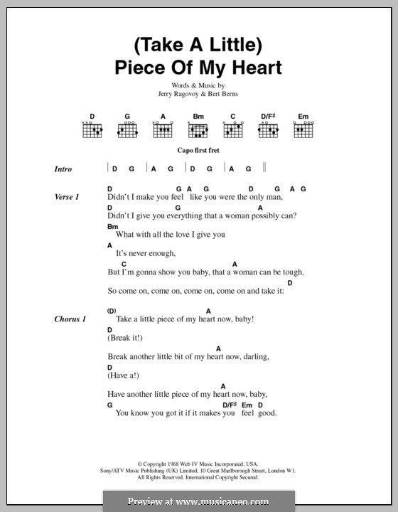 Take A Little Piece Of My Heart Von B Berns J Ragovoy Auf