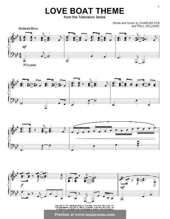 Love Boat Theme Von P H Williams Noten Auf Musicaneo