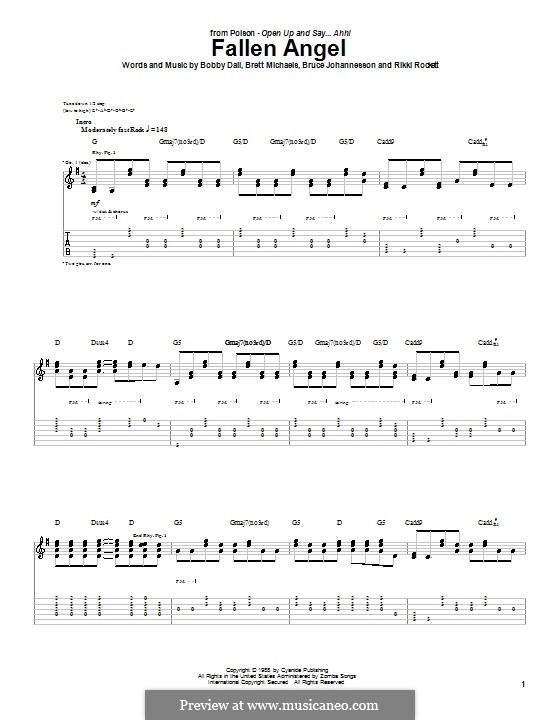 Poison angel dust текст. Broken Angel на гитаре табы. Falling на гитаре табы. Падший ангел аккорды. Fallen Angel на гитаре Ноты.